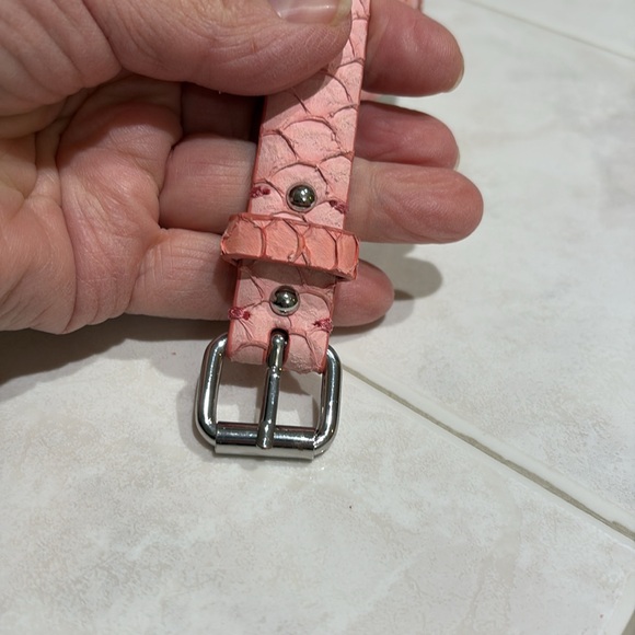 Ann Taylor Pink Leather Faux Reptile Belt with Silver Buckle. EUC - Picture 5 of 5